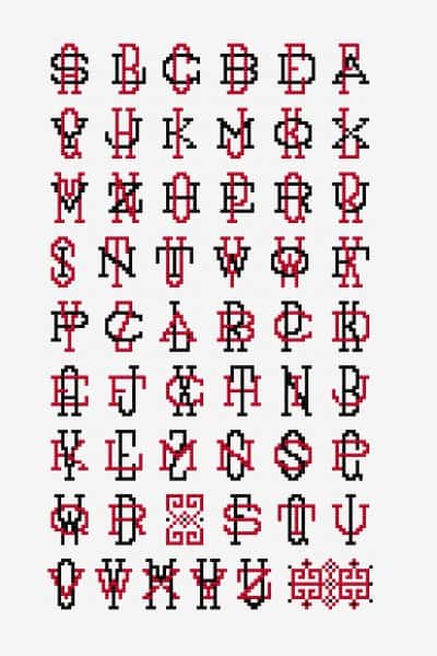 korssting alfabetmønstre
